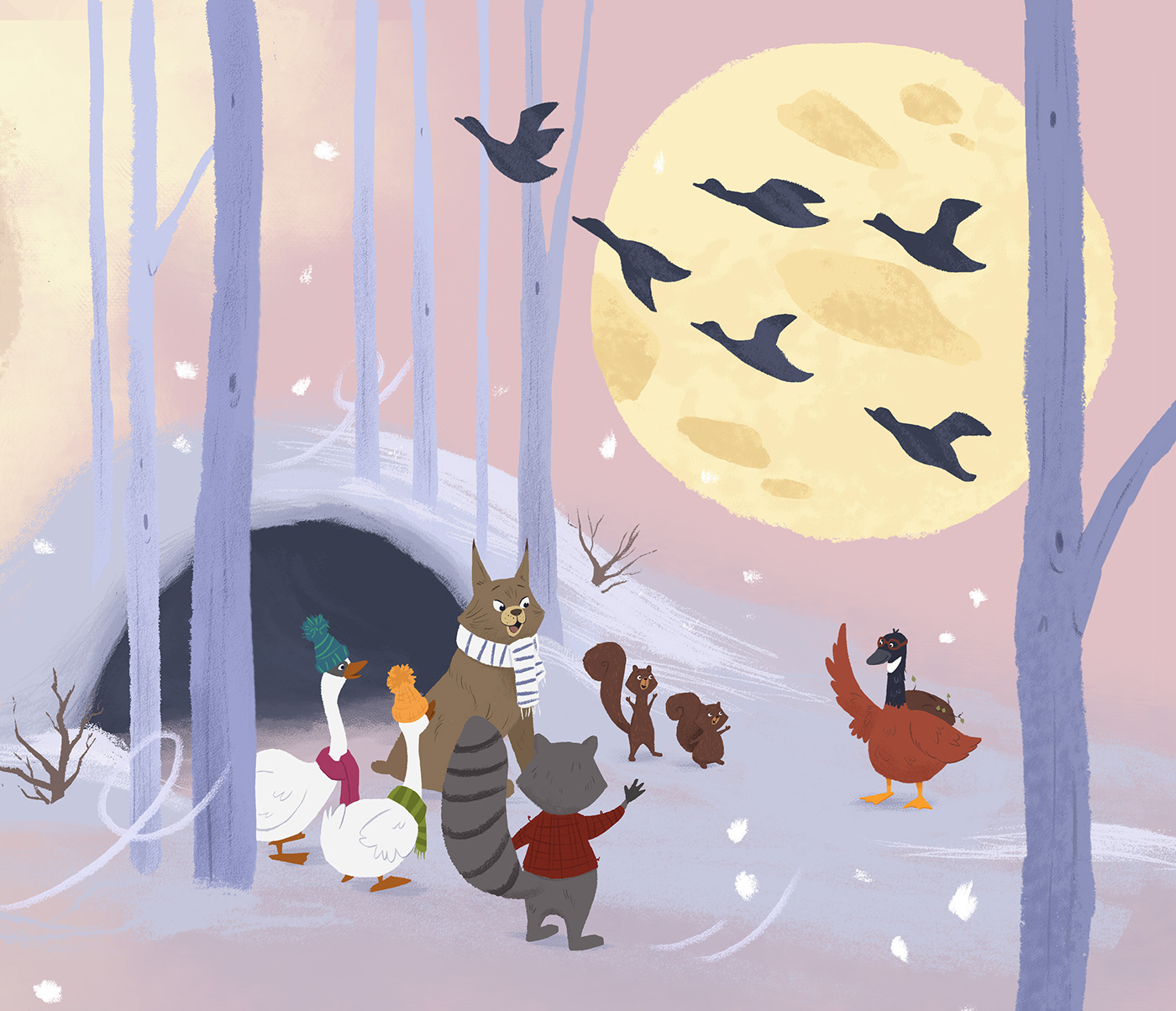 children illustration kidlit seasons bear forest winter Goose animals Fall