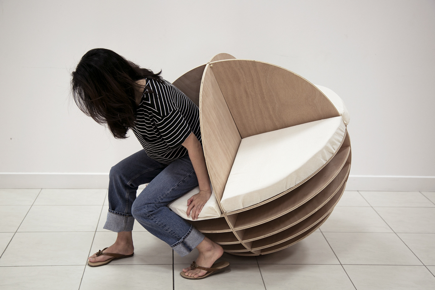interactive chair plywood Critical Design