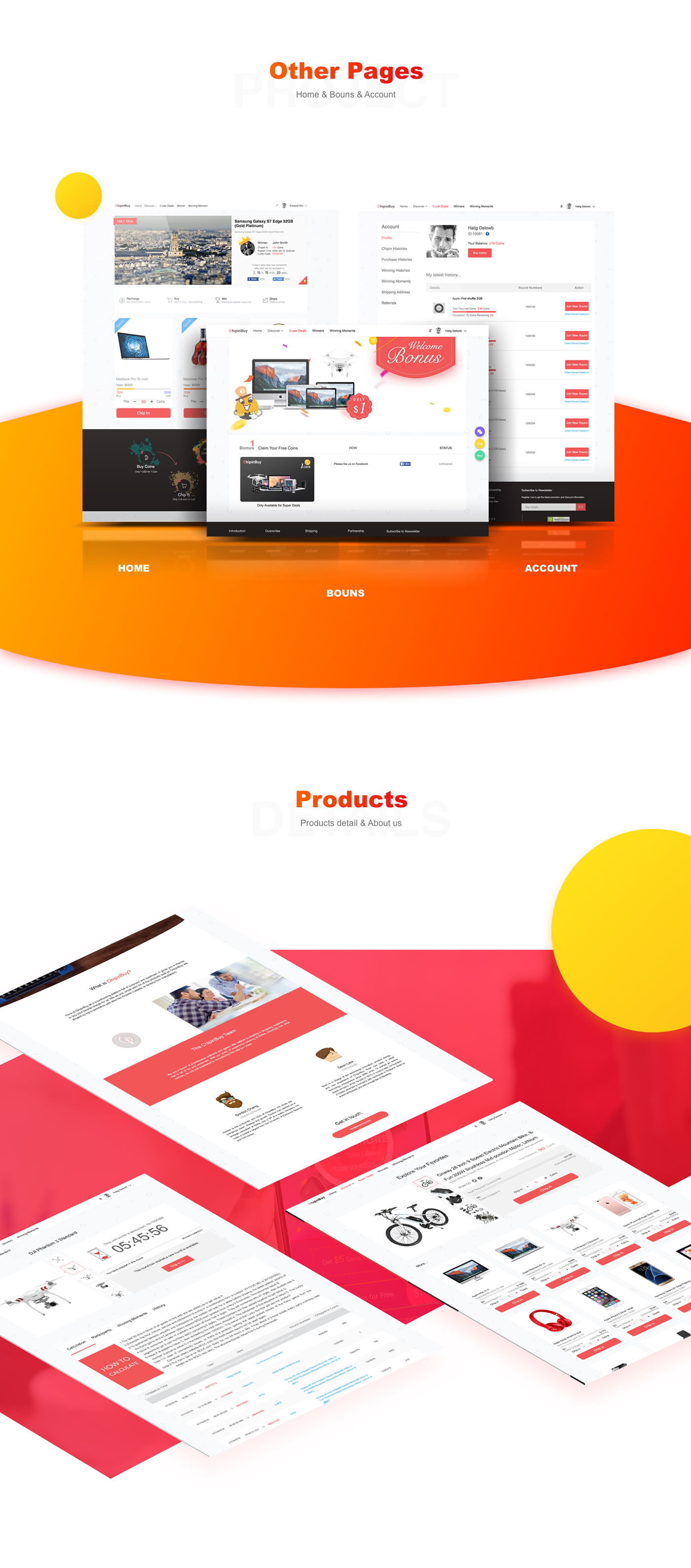 Web Design  UI UE e-commerce Interface clean simple colorful red logo