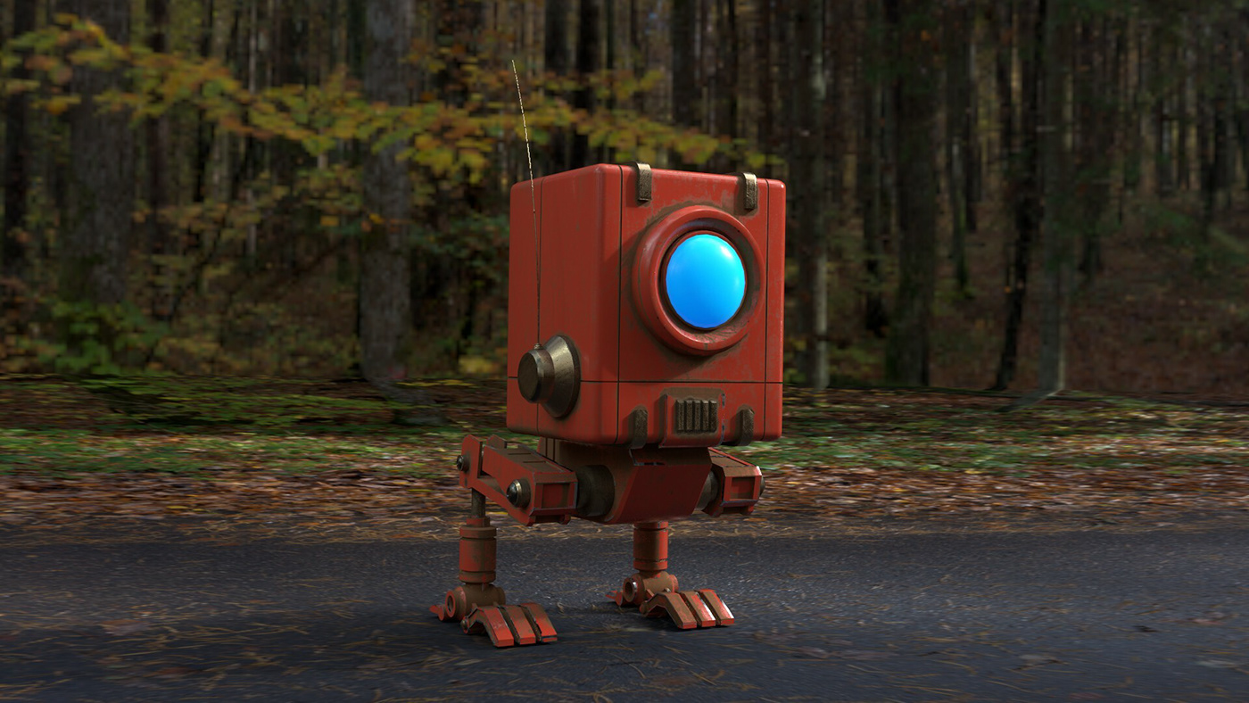 3D bot hard surface metallic modo orange robot welborne laguinday Character design