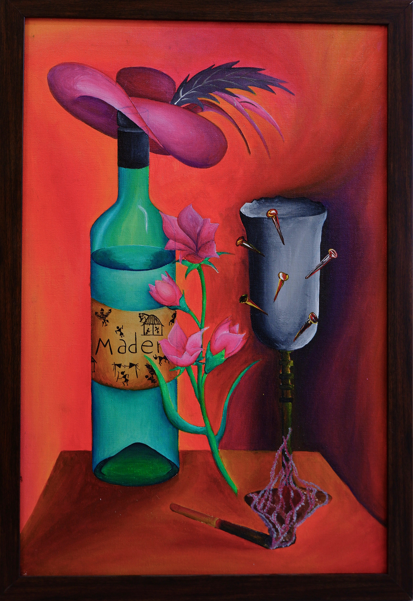 wine acrylic painting fine art painting   artwork surreal art Flowerpainting vintagepainting