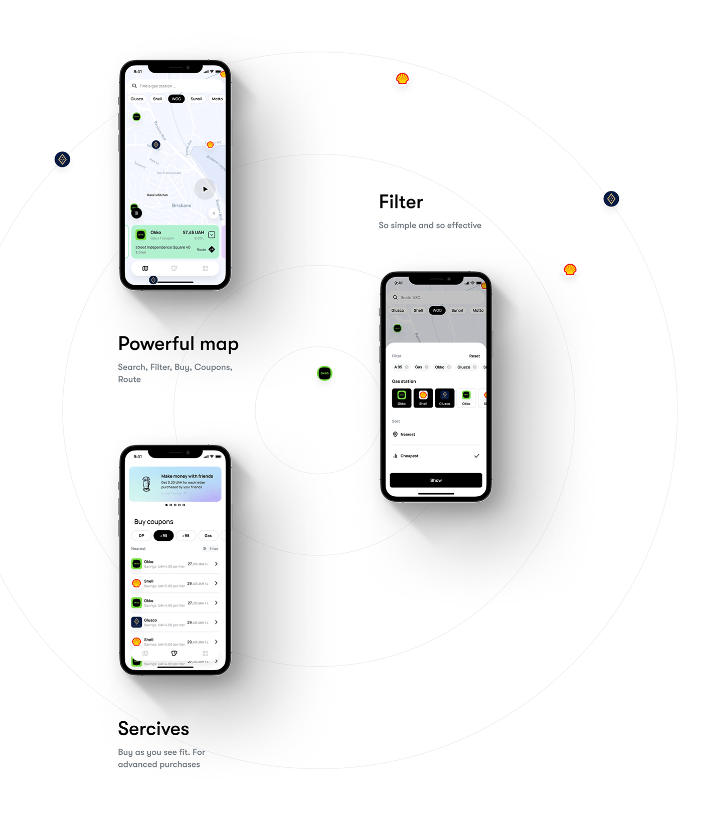 app fuel gradient interaction iOS / Android map motion referal statistic UI/UX Design
