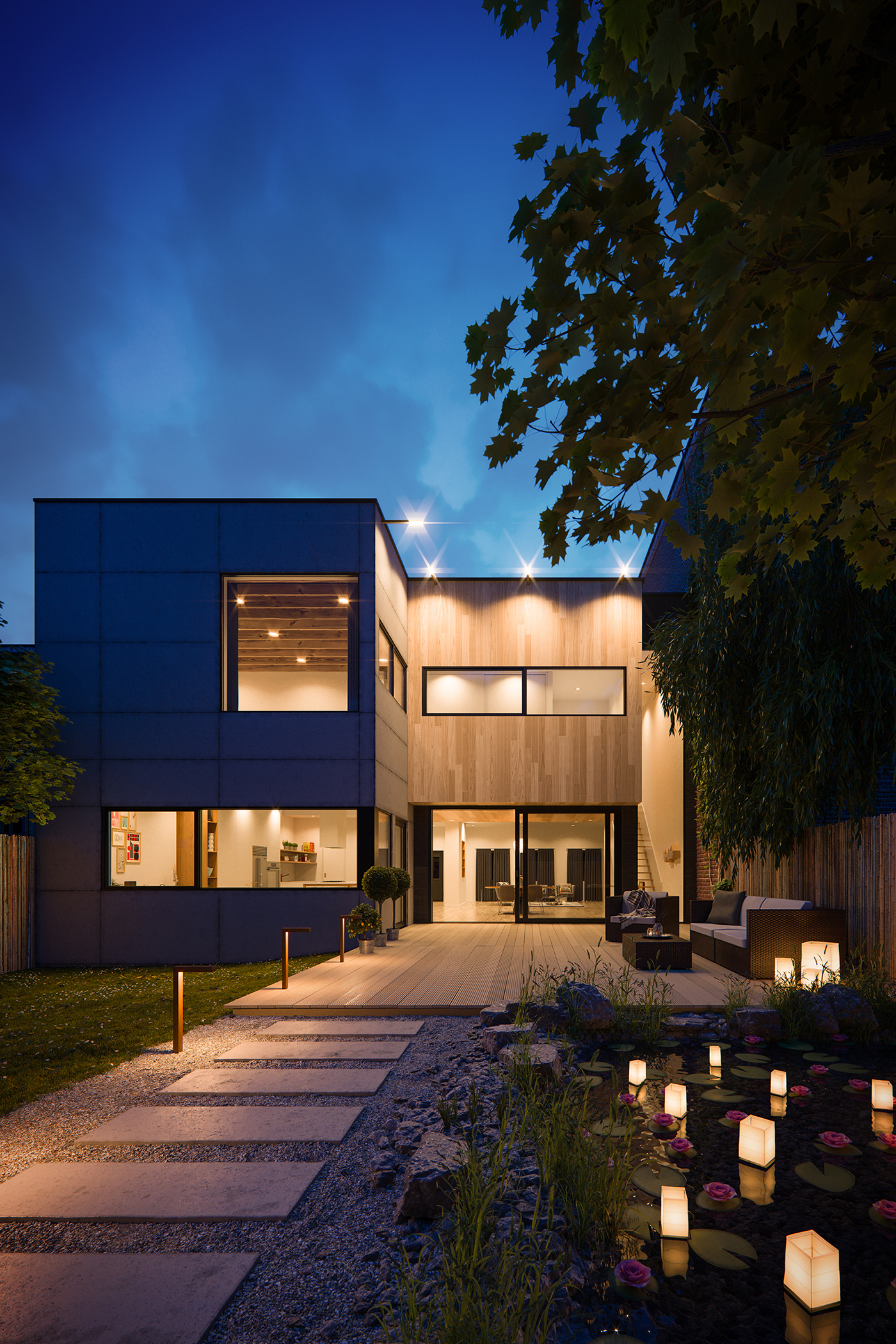 3D architecture Interior exterior visualisation rendering cinema4d CGI house residential