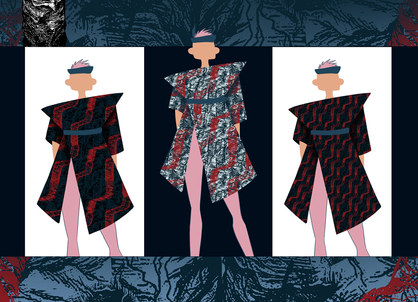 artwork design Digital Art  Fashion  graphic ILLUSTRATION  mythology pattern print textile