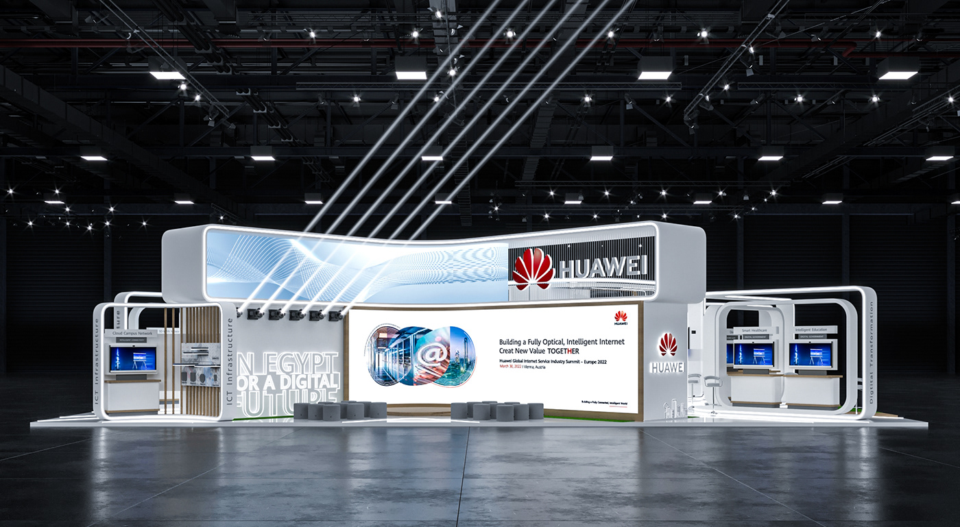 3D 3d modeling Advertising  booth design Exhibition  huawei marketing   Stand Technology