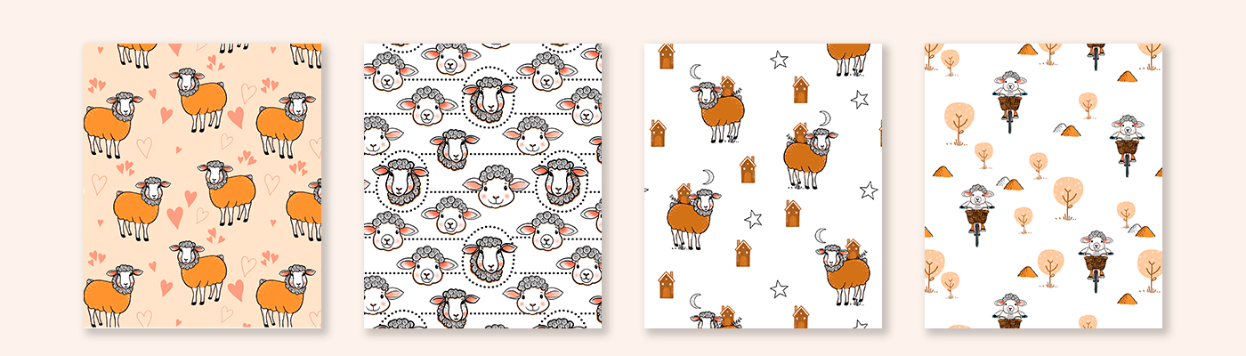 sheep lamb surface design pattern seamless textile fabric Clothing kids Fleece