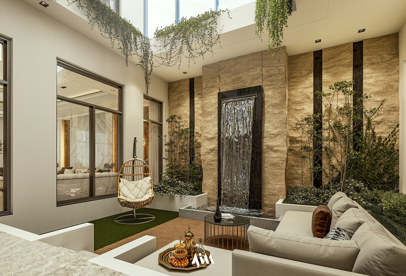 Interior architecture visualization Render interior design  modern home decor Landscape garden interiordesign