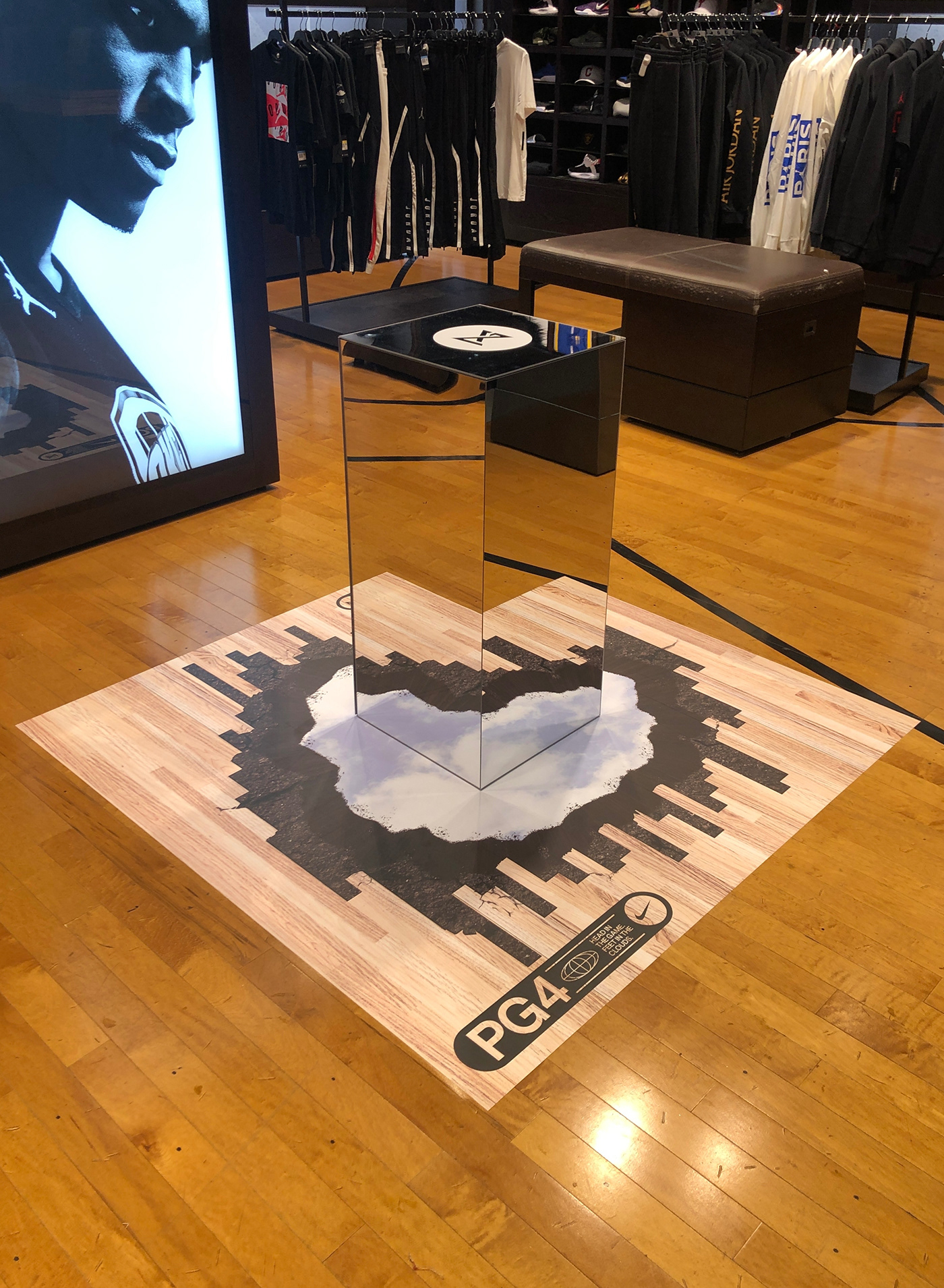 athlete basketball branding  footwear marketing   mirror NBA Nike plinth reflective visual design
