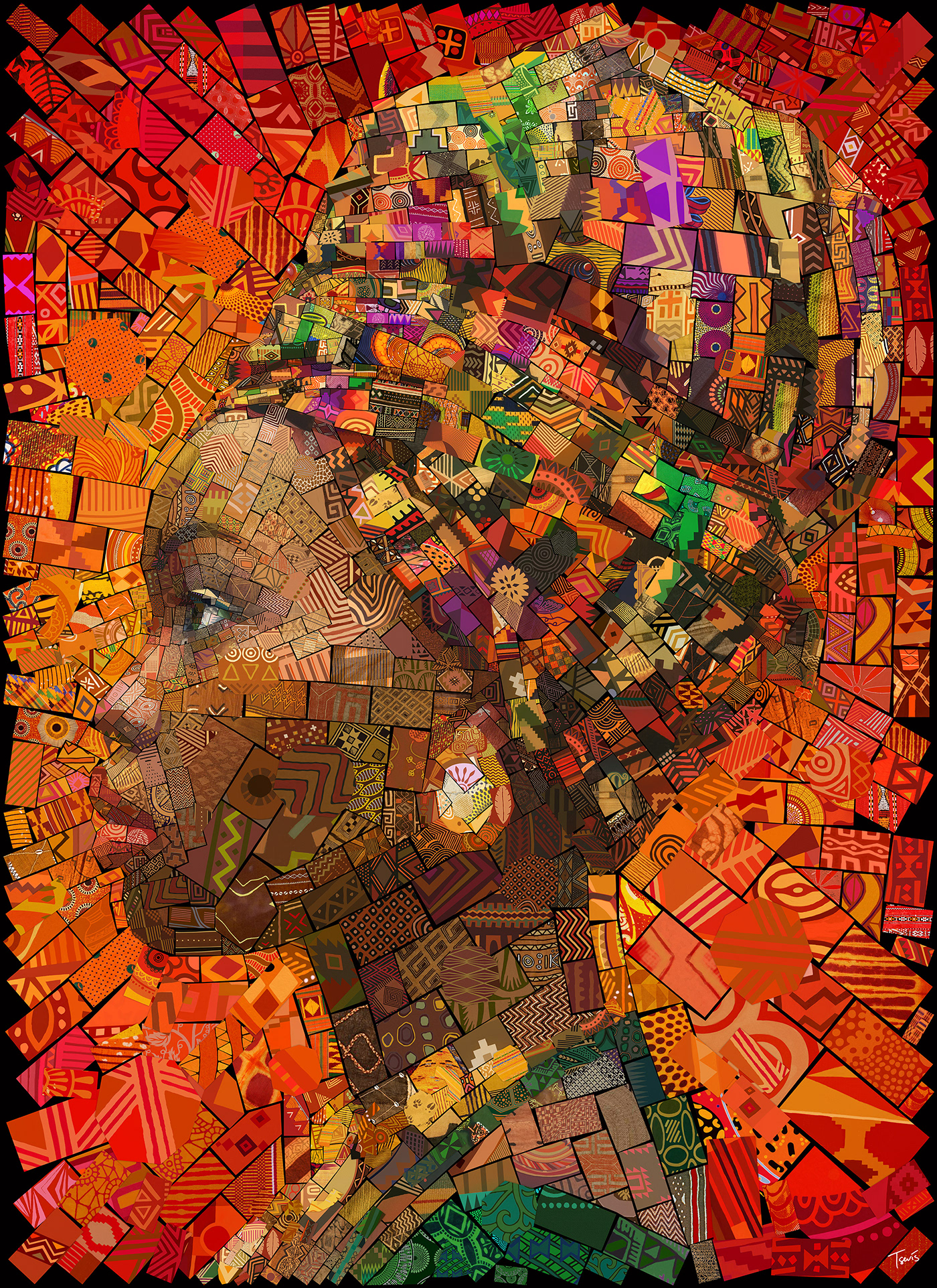 africanism art print gold leaf mosaic art paper sculpture pattern photocollage photomosaic visual design