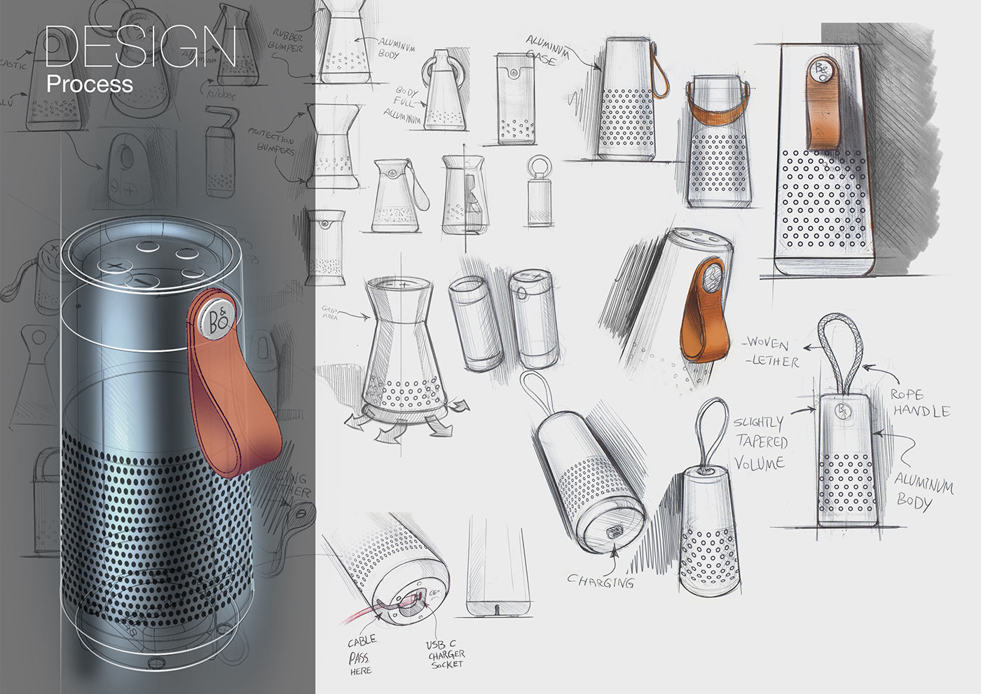 product design  speakers industrial design  aluminum leather consumer electronics Scandinavian design concept design bluetooth