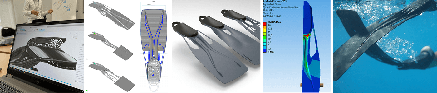 generative design Topology Optimization Autodesk fusion 360 decathlon fins diving freediving CO2 reduce
