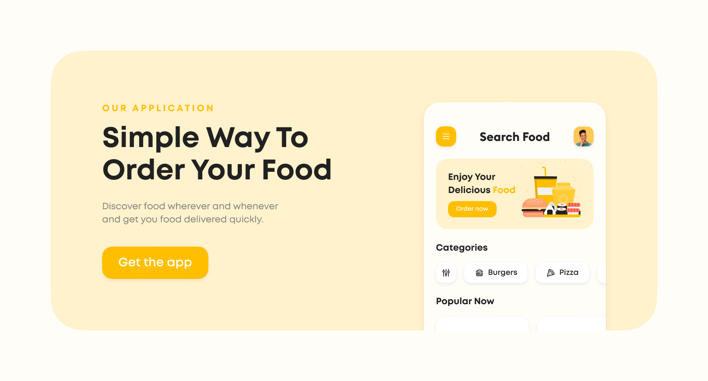 delivery Food  landing page UI UI/UX ux Web Website yellow Fast food