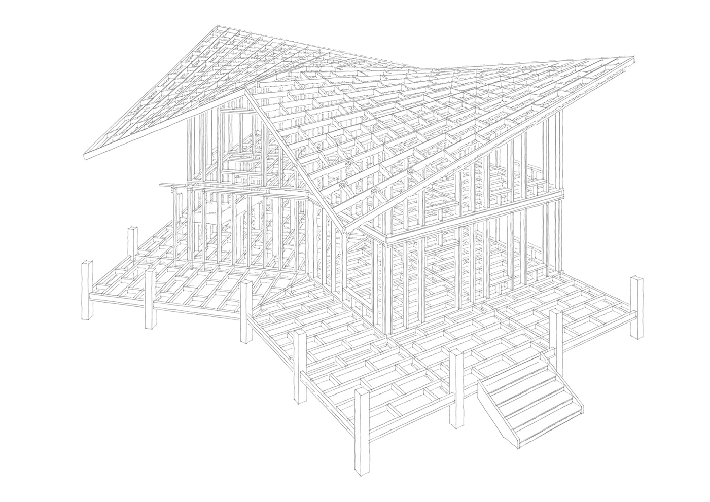 wood architecture modern visualization structure building woods Nature