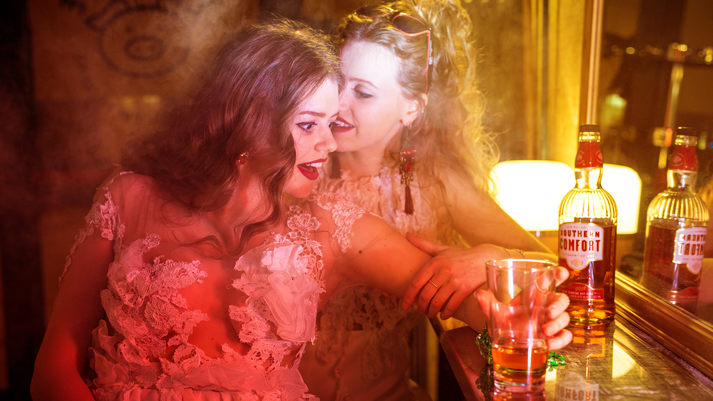 wedding lights cocaine girls Fashion  bride red bar smoke smoky