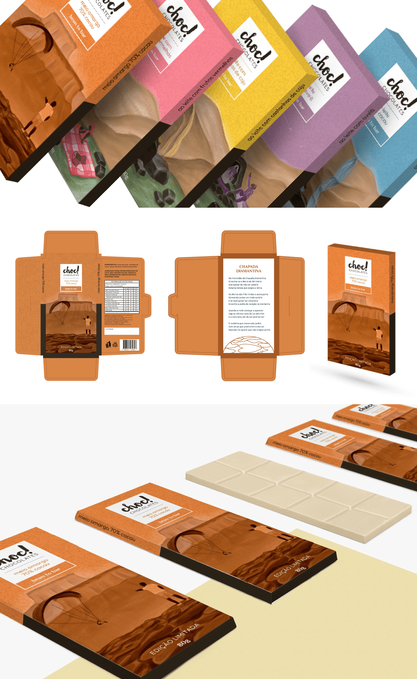 Packaging embalagem chocolate Ilustração design gráfico Choclate Packaging