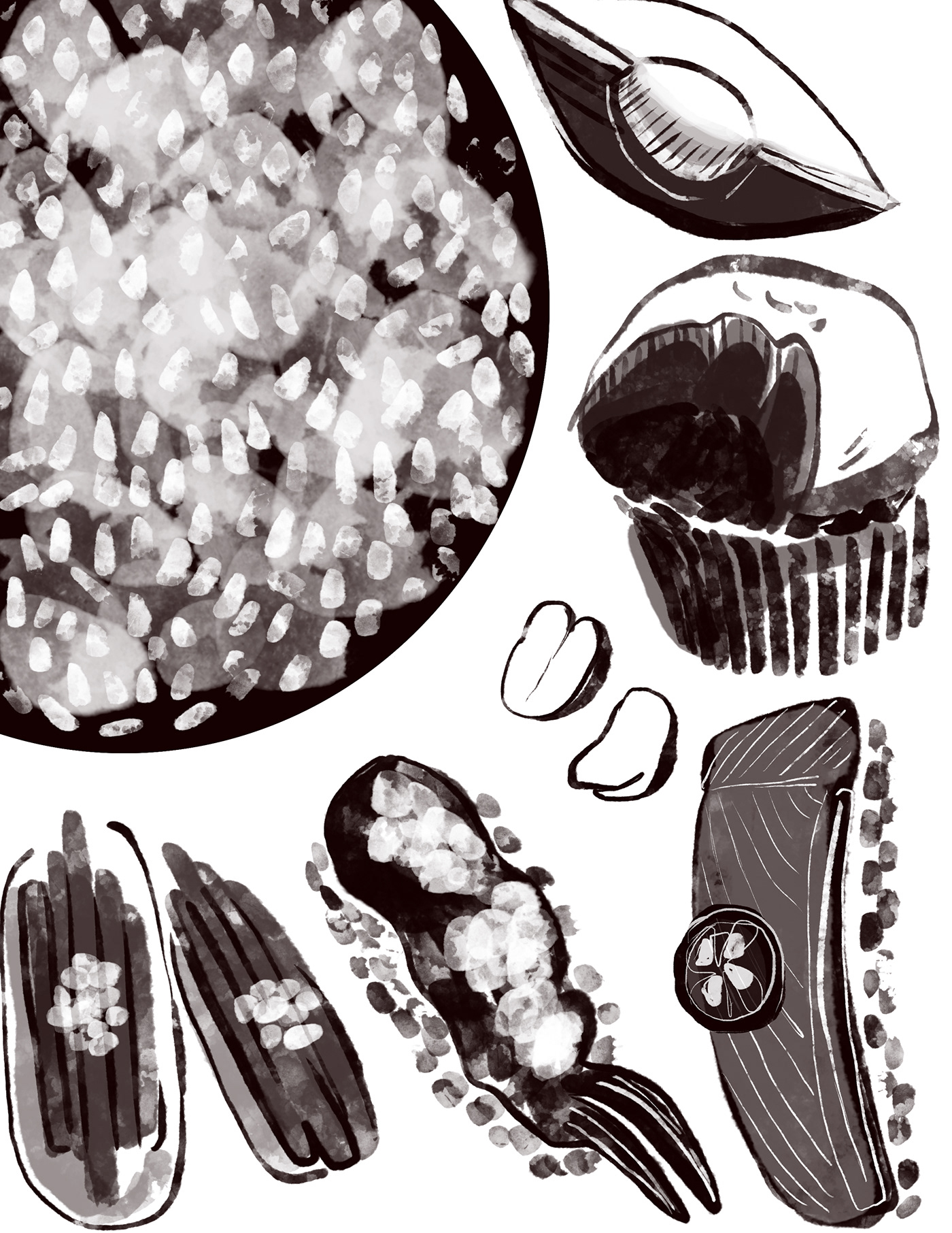 MICA Food  digital ILLUSTRATION  sketches