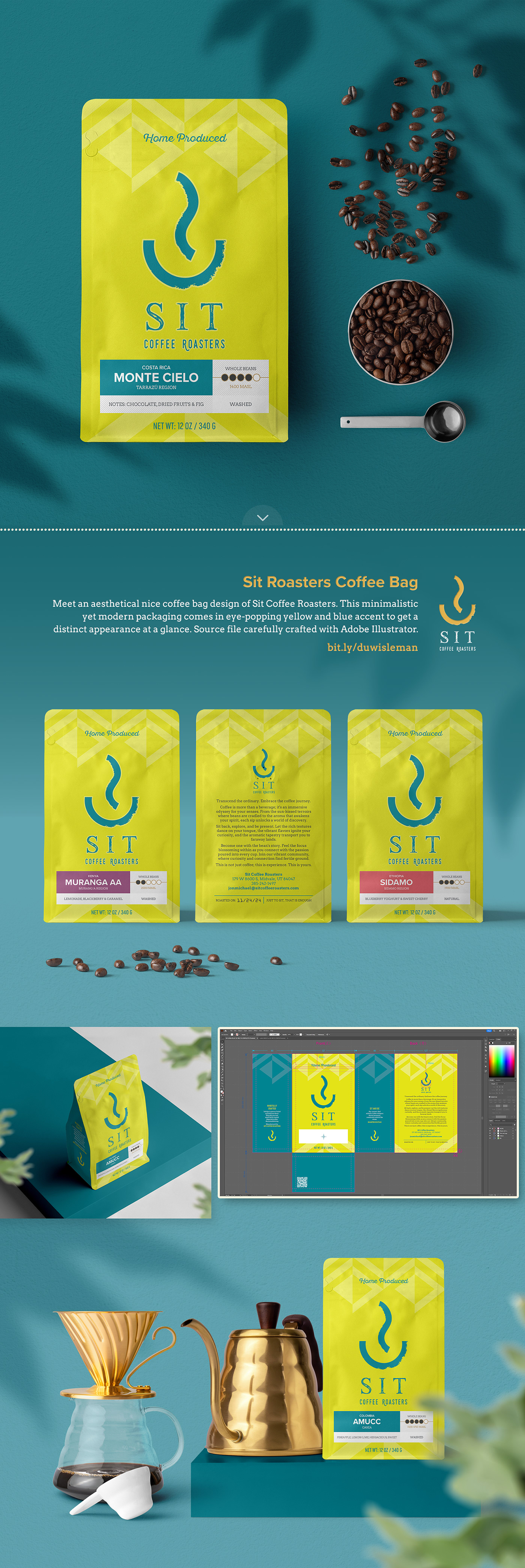 branding  Coffee design Illustrator label design minimalist packaging design pouch roasters visual identity
