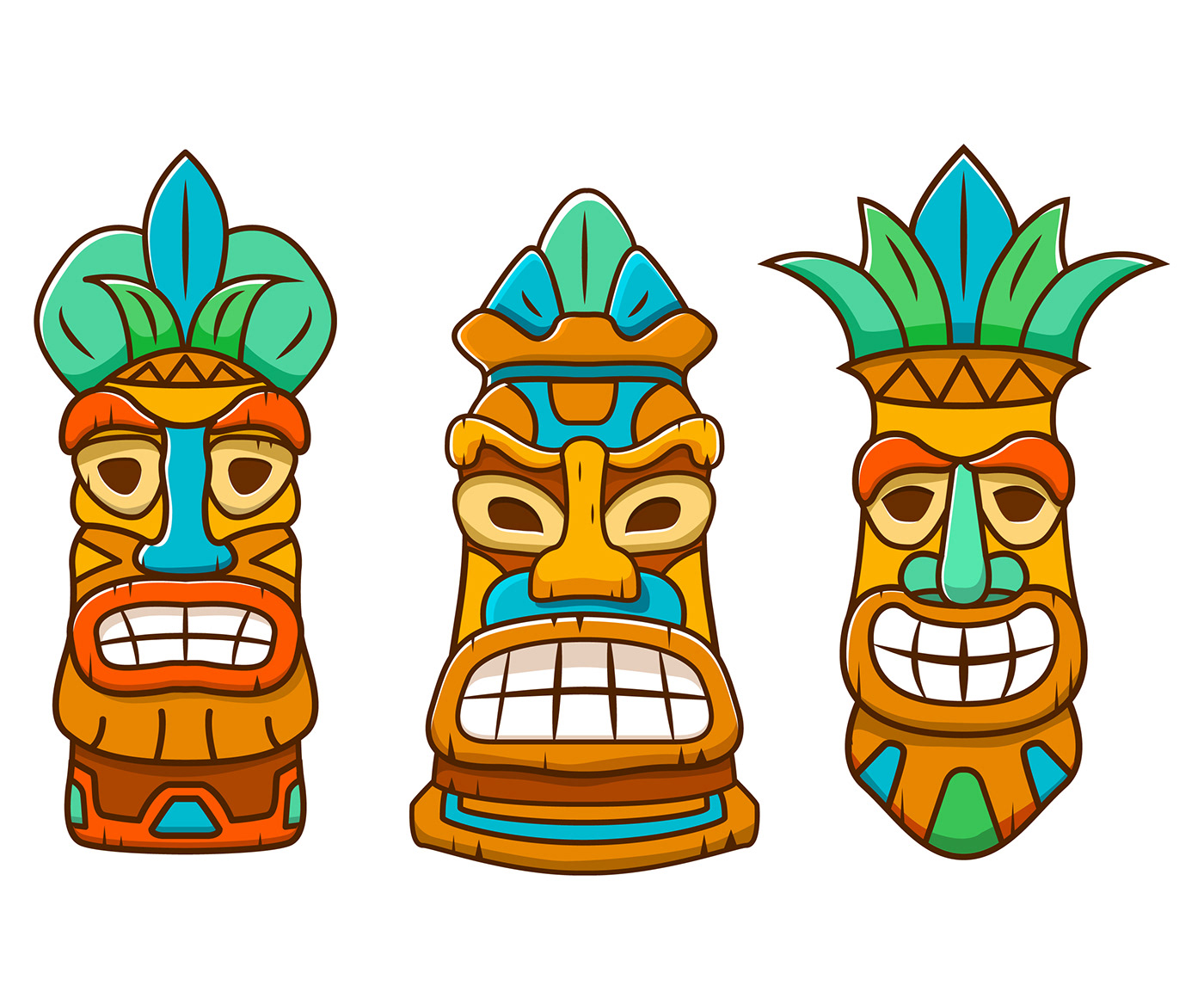 conveyor Ethnic face factory ILLUSTRATION  mask tahiti Tiki Totem Tropical