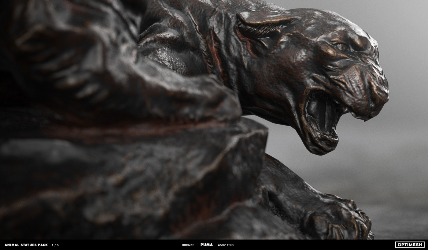 3D model animal sculpture real-time game-ready optimesh Zbrush Photogrammetry Photoscan Substance Painter