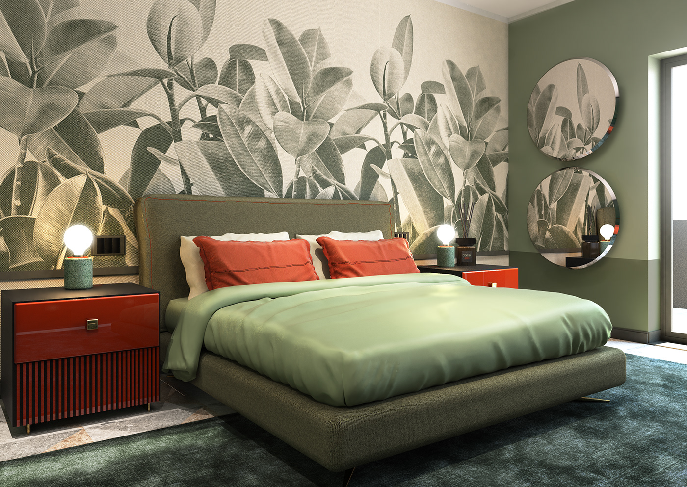 home Interior design interior design  architecture Sage modern green orange Project new project house living room bed room bathroom dining room room rooms ied Istituto Europeo Di Design Turin torino