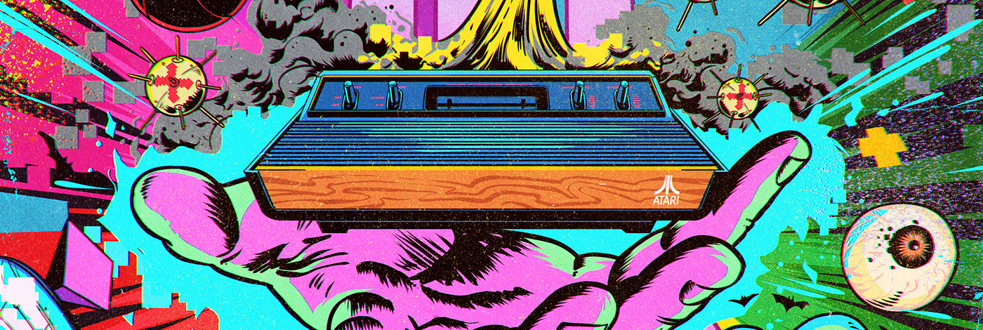atari Classic graphics 80s colorful Poster Design Digital Art  ILLUSTRATION  videogame Sci Fi