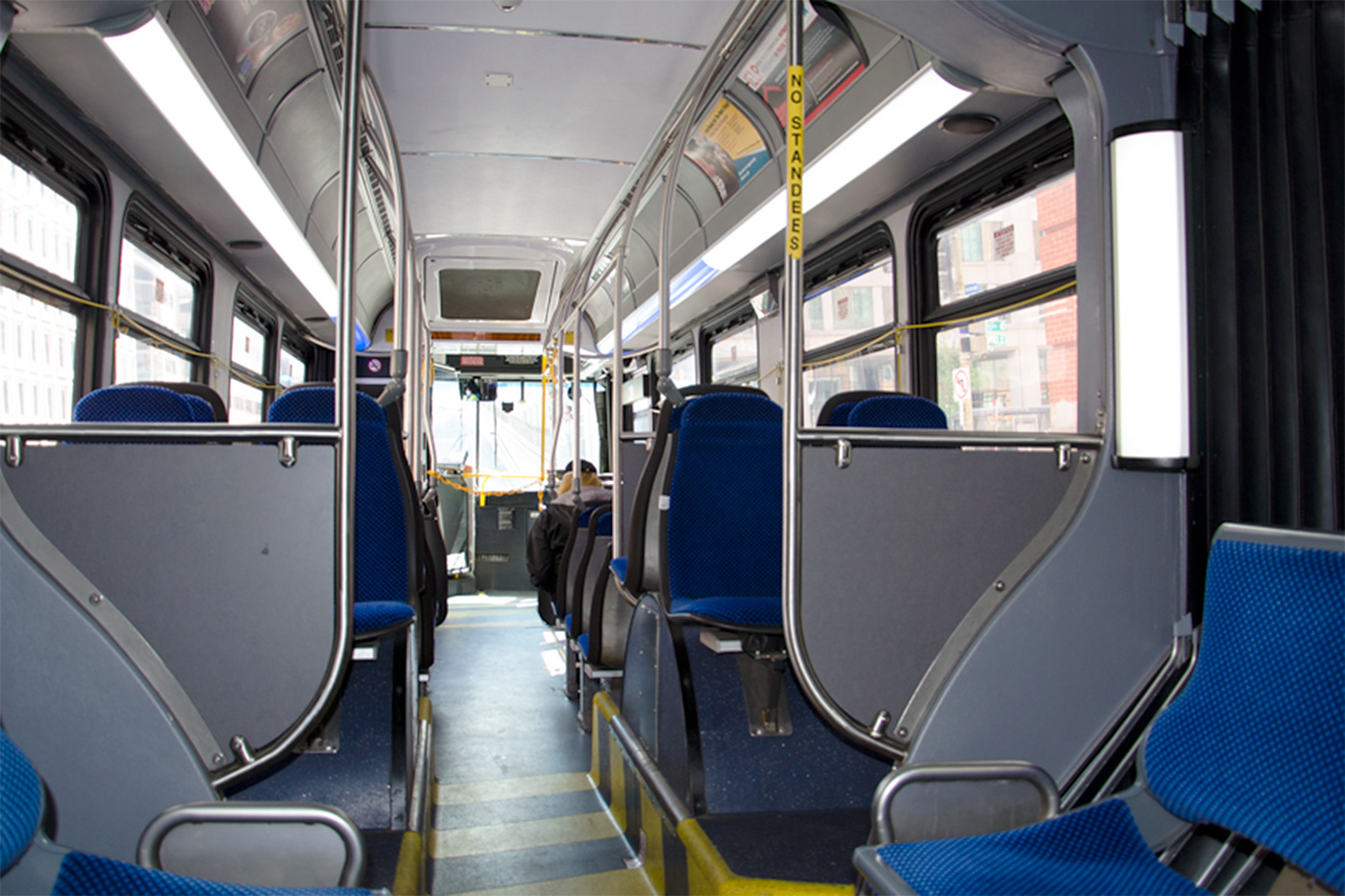 Metro's X2 bus is not packed full these days. Since the first case of the coronavirus was confirmed in Washington, D.C., in early March, fewer people are riding public transportation, with the exception of frontline workers in the retail and service industry. (Joseph Young)