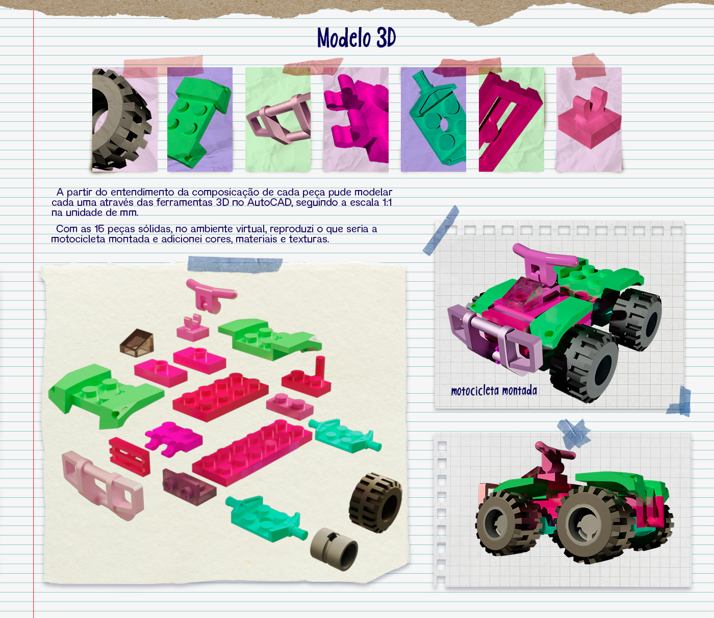3D Acadêmico AutoCAD AutoCAD 3D desenho industrial LEGO Legos product product design  Render