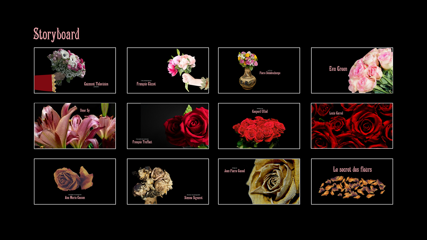 Flores pelicula Rosas secuencia de titulos