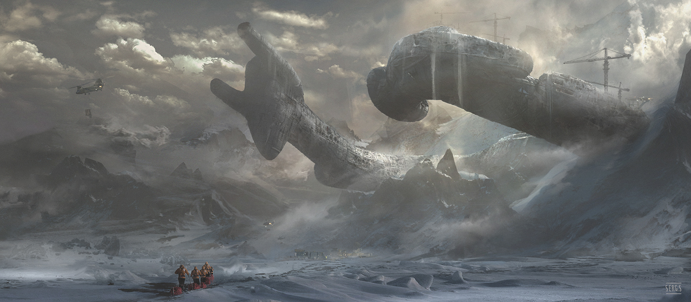 Alien Fan art Alien illustration alien ship in snow juggernaut ship Prometheus concept art