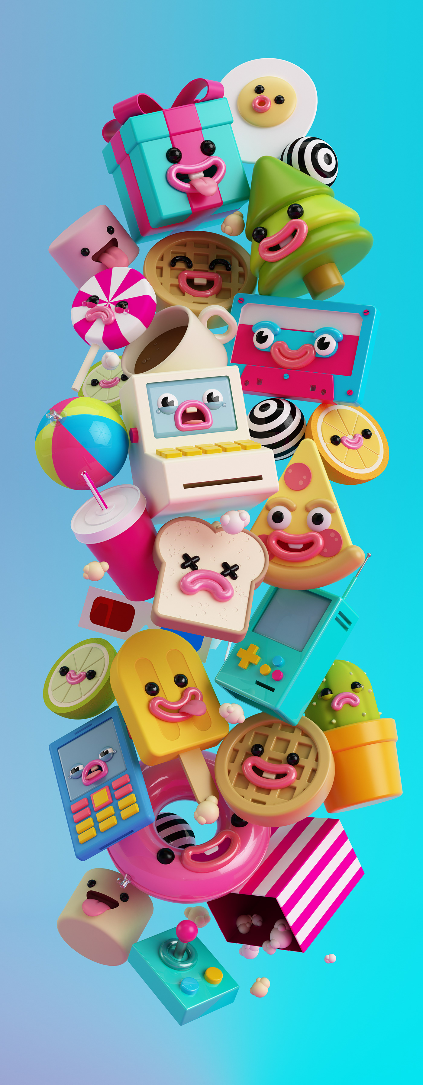 3D characters Cinema kawaii cute friends colorful