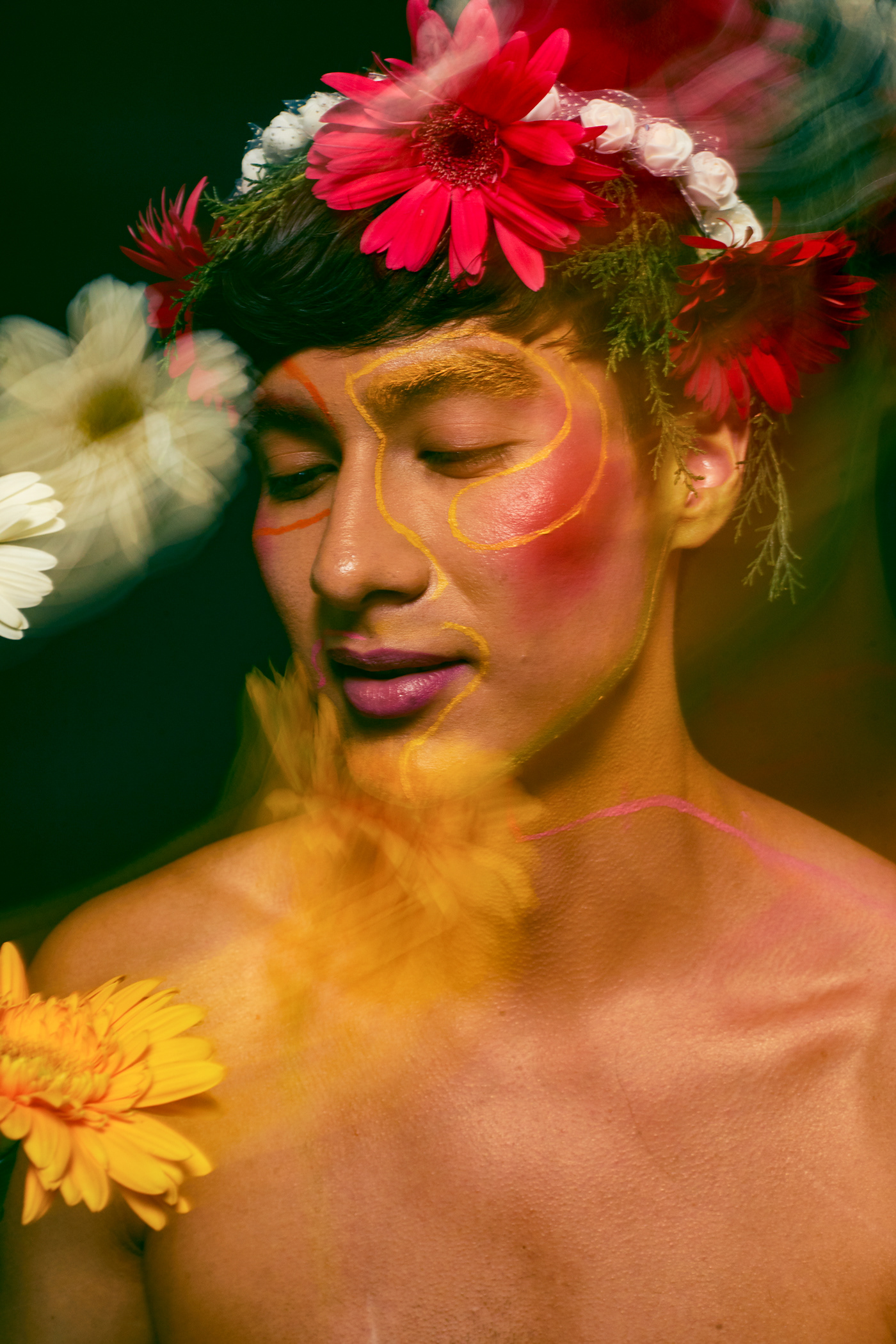 flower botanical double exposure psychedelic editorial fashion photography conceptshoot
