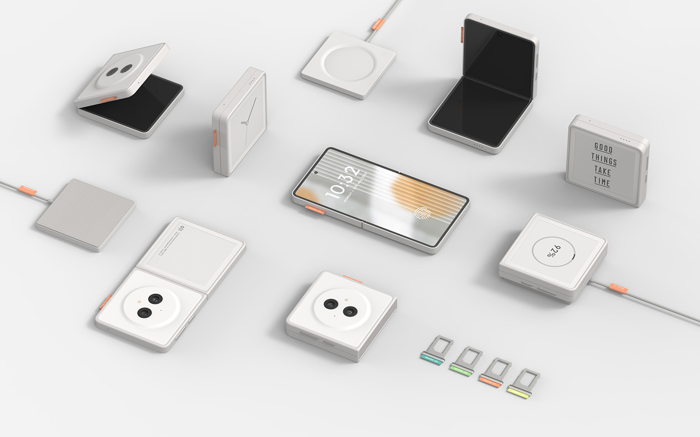 smartphone consumer electronics clock digital detox minimal ux/ui Foldable product