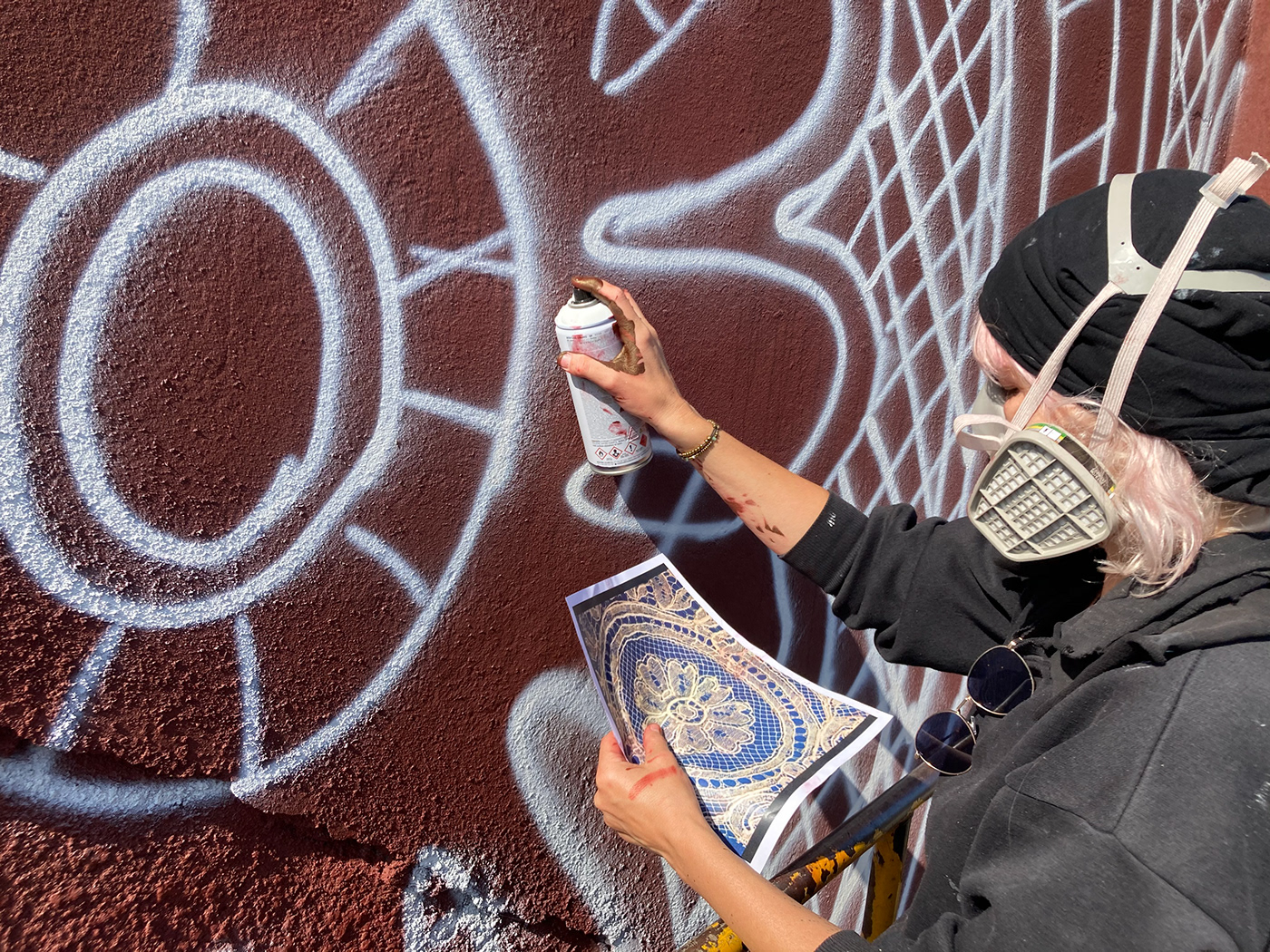 ceramic ceramics  Dantelle fresco Graffiti installation laces Mural Muralism Street Art 
