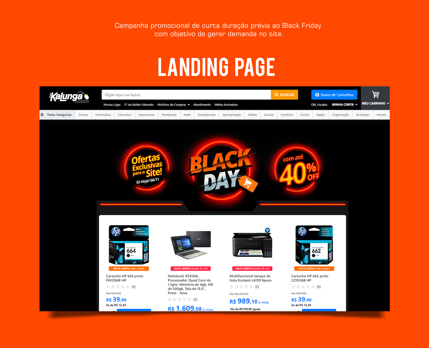 Black Friday Kalunga Webdesign Web Design  black Friday HotSite landing page banners photoshop
