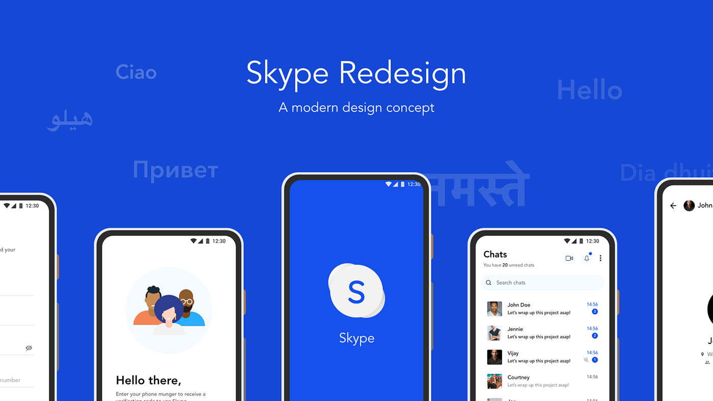 app inspiration app ui Microsoft Mobile APP UI new ui Skype skype redesign social app design UI inspiration  uiux