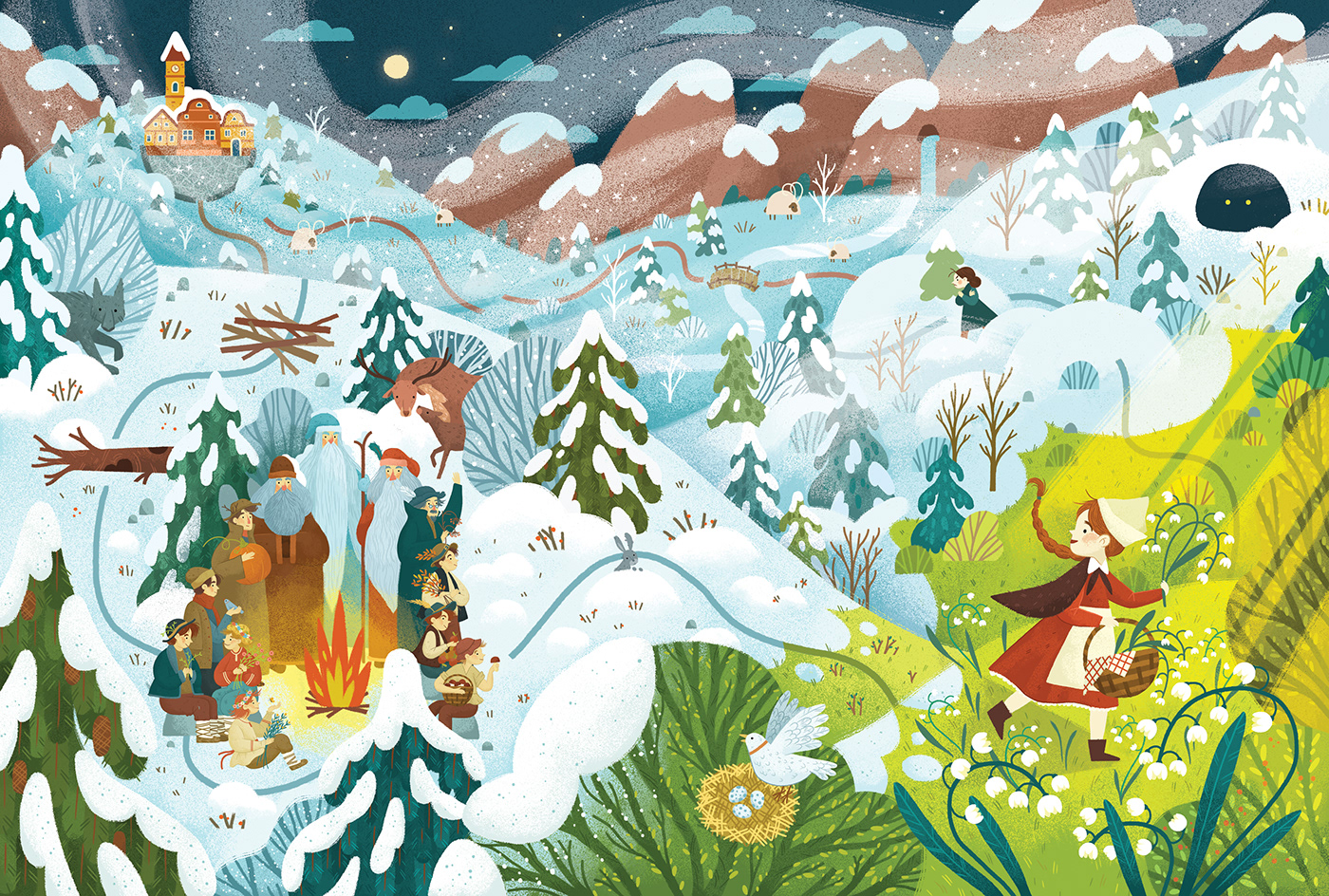 ILLUSTRATION  digital illustration children illustration children's book fairytale Folklore Picture book book illustration Christmas Wimmelbuch