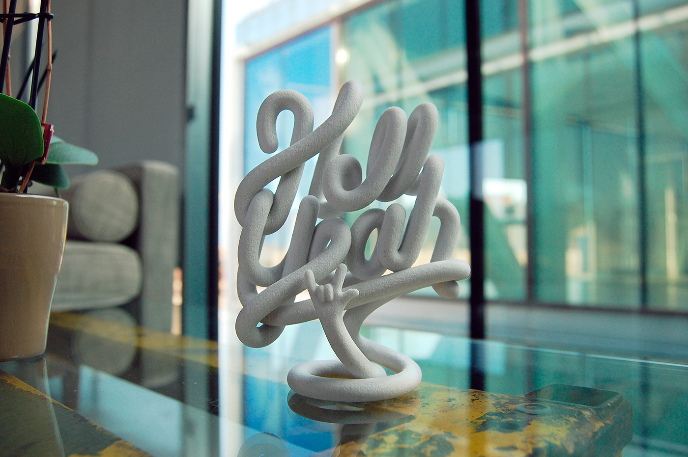 Adobe Portfolio sculpture escultura objeto 3dprint HELL YEAH White ceramic ceramica letter
