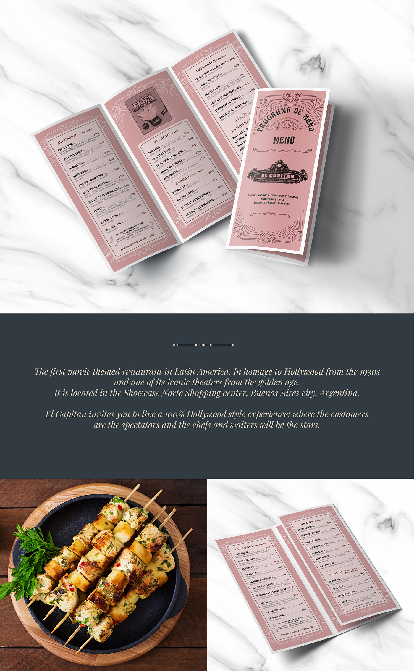 brand brochure Food  hollywood restaurant Theatre visual identity