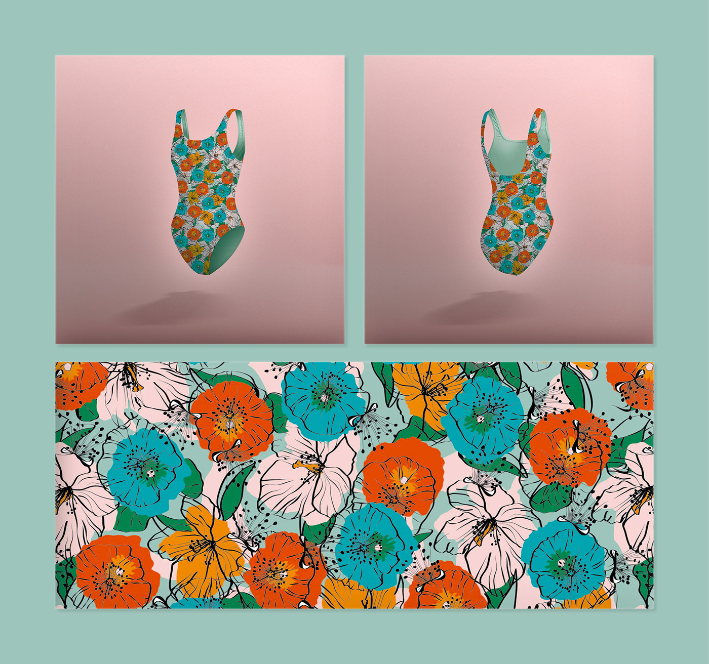 flower print design summer color gestual pattern rapport textile vector