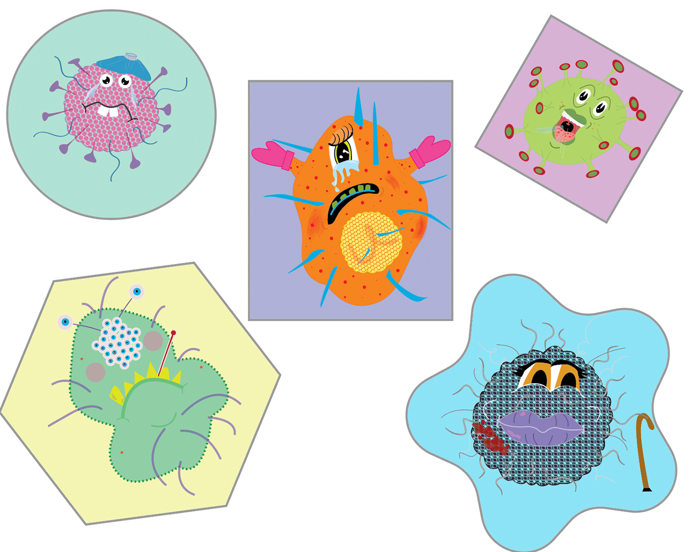 ILLUSTRATION  adobe illustrator Graphic Designer germs Bacteria cartoon