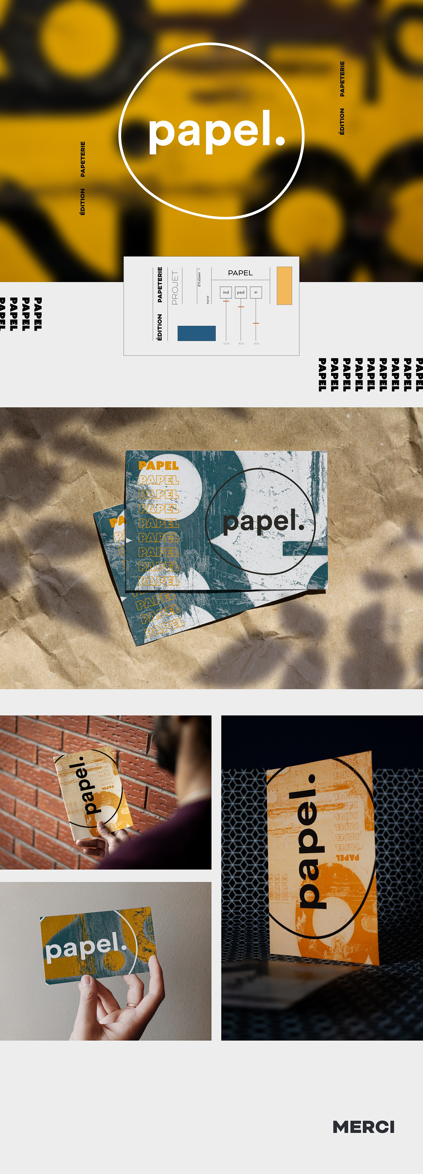 papeterie identité visuelle visual identity brand carte de visite flyer carton design