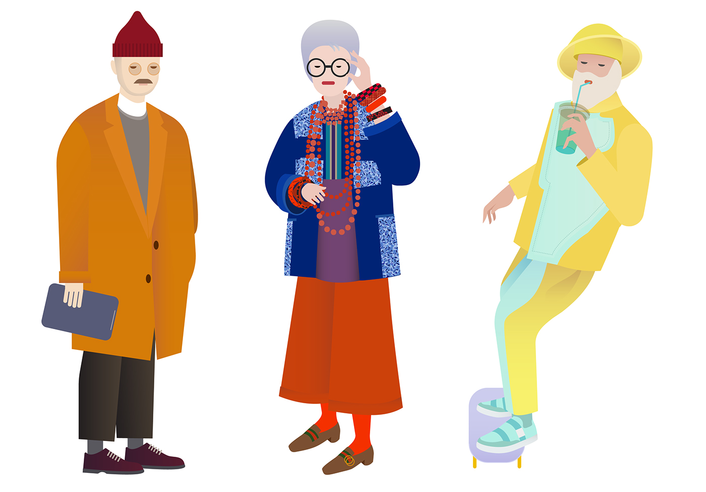 Fashion  Fun old lady Paperdoll fashion illustration vector