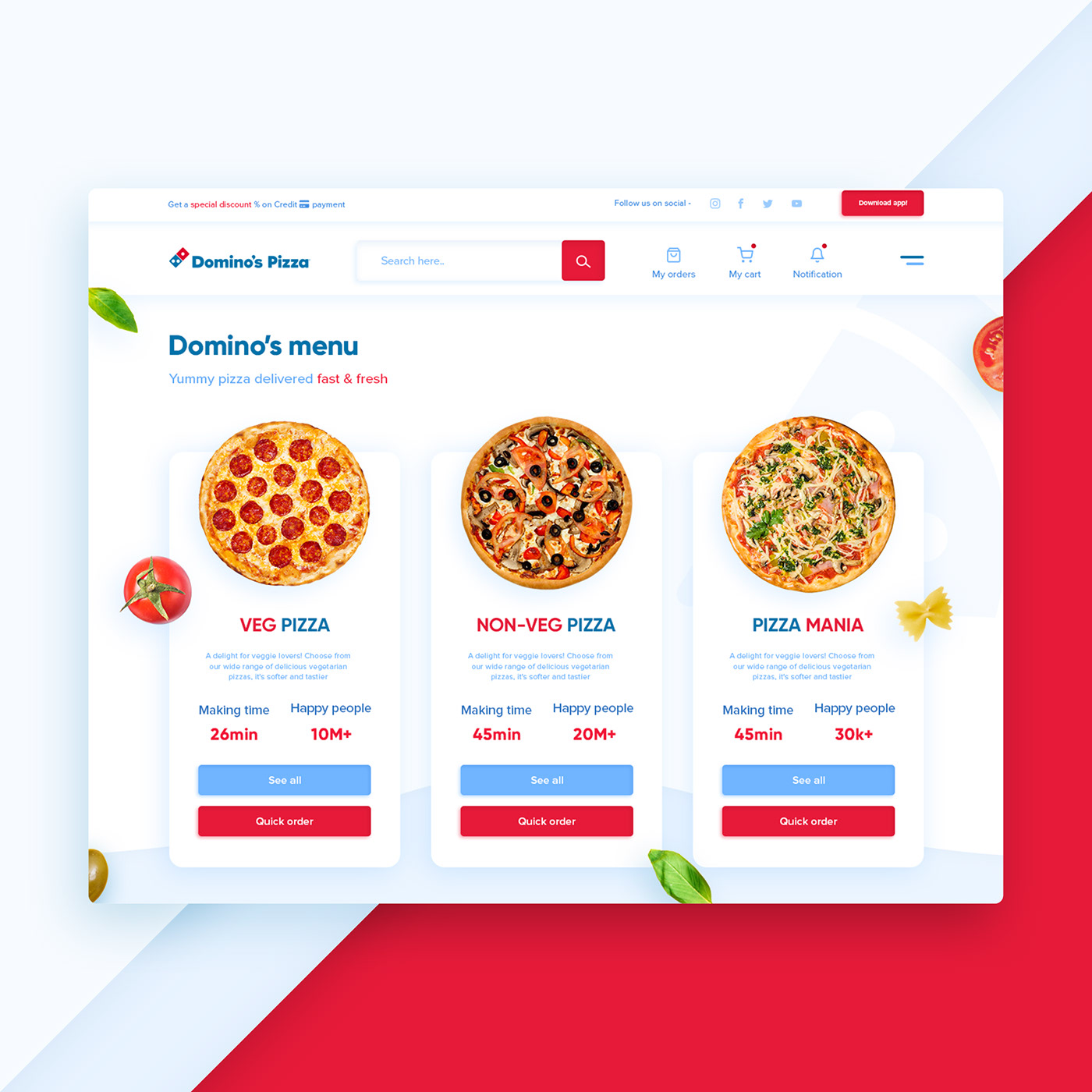 Clean UI designers designs Logo Designs minimal design Pizza ui designs UX Designs web designs web developer