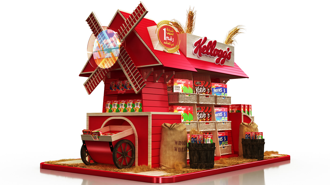 Kellogg's Cereal posm Stand Exhibition  Floor Display gondola Retail Kelloggs temmy's