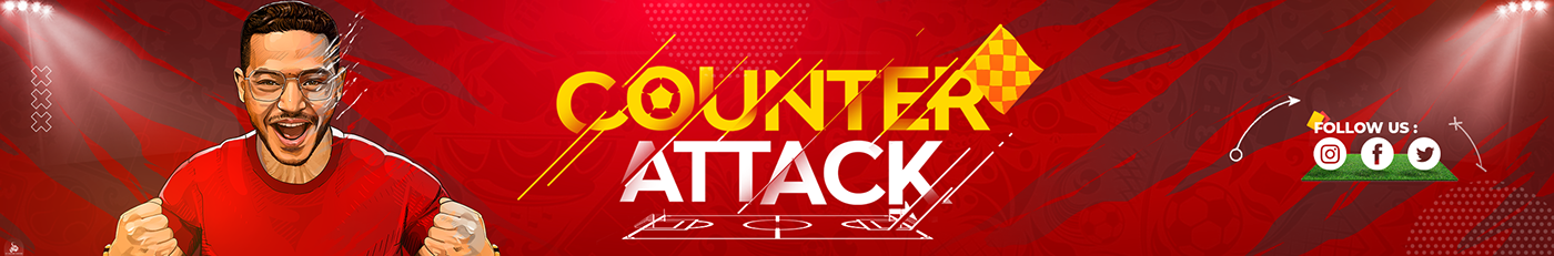 counter attack banner design youtube YouTube banner channel art Illustation sports illustration design