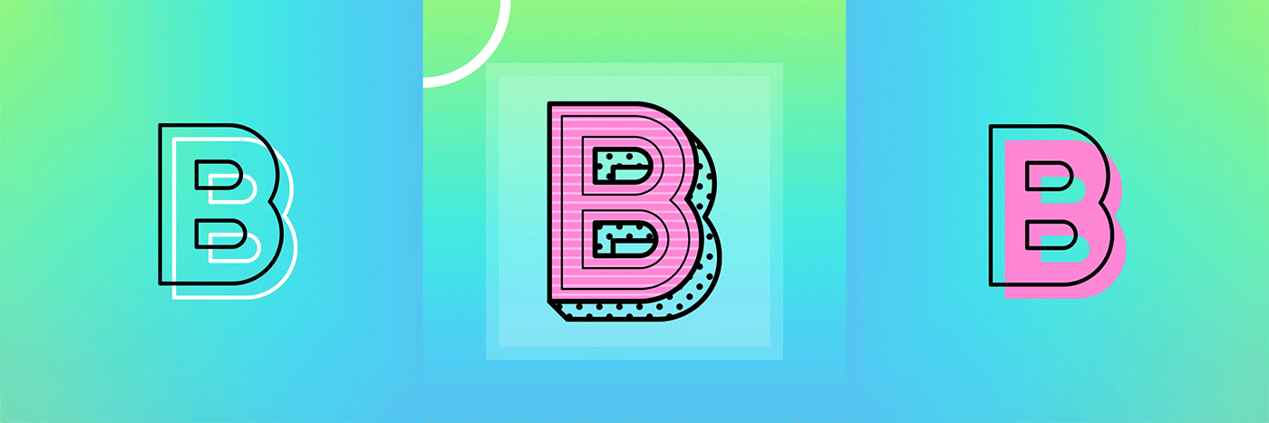 36daysoftype type Retro 90s 80s gradient alphabet typedesign color