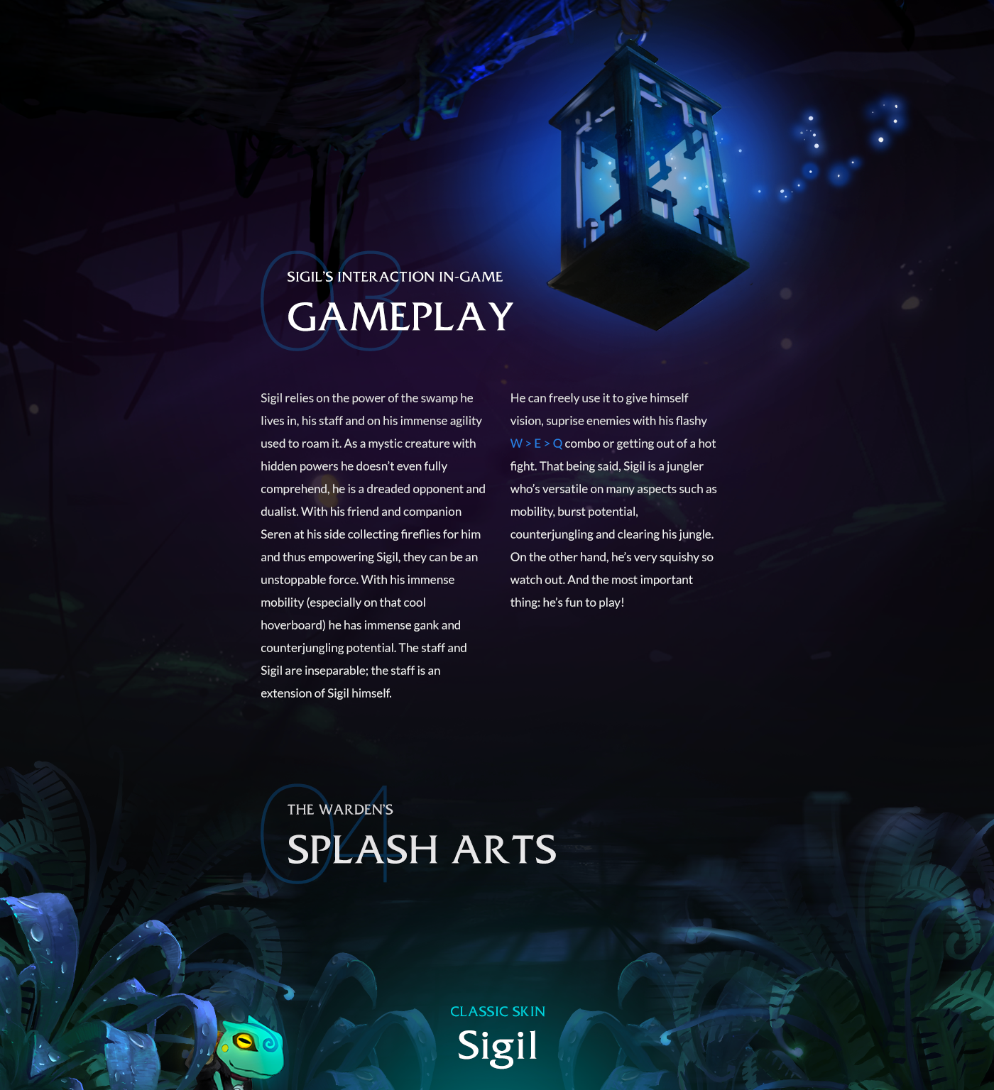 sigil champion league of legends Character concept fireflies frog lizzard interactive 3D environment teaser video DOTA RIOT GAMES