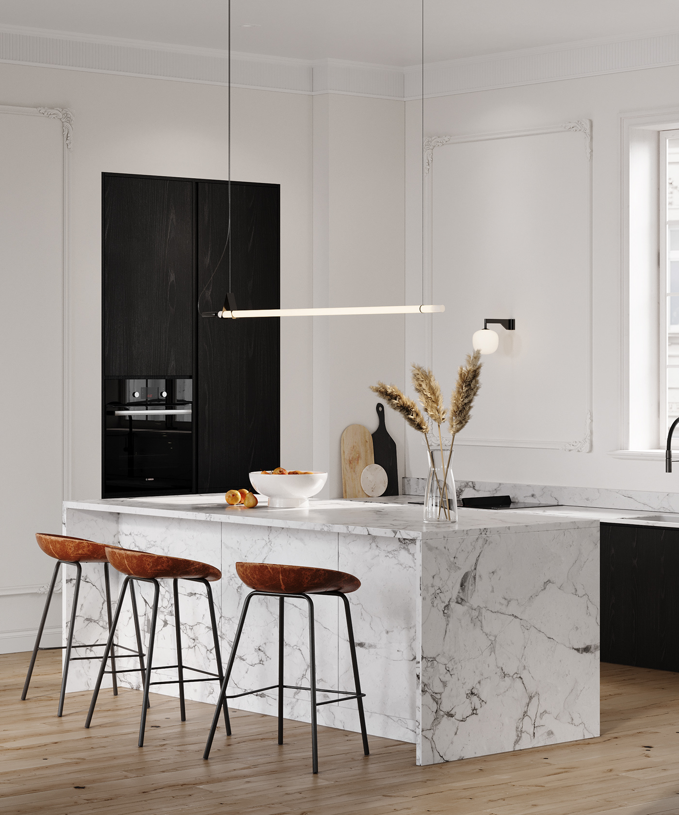 architecture bedroom beige kitchen modern classic visualization