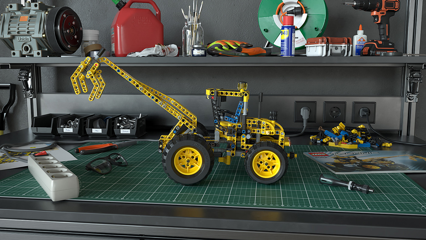 LEGO 3D Render Loader cinema 4d CGI redshift c4d toy