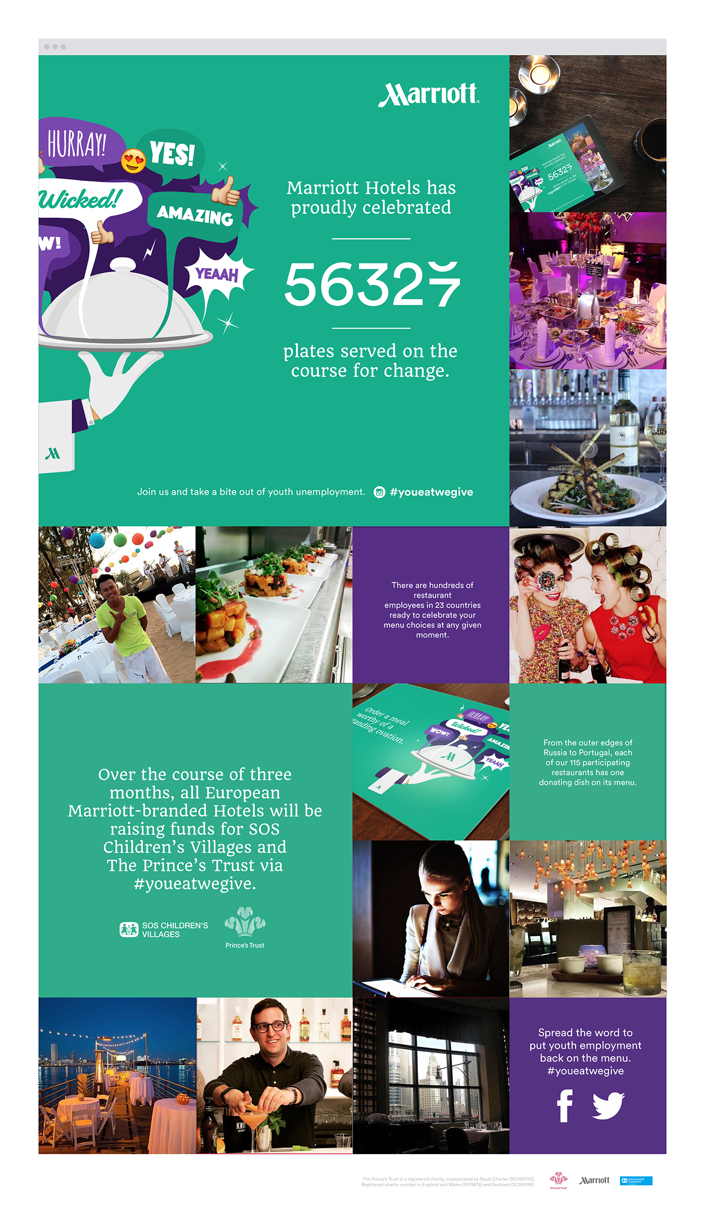 Marriott hotel International Website design placemat poster fundraiser dinner lunch europa
